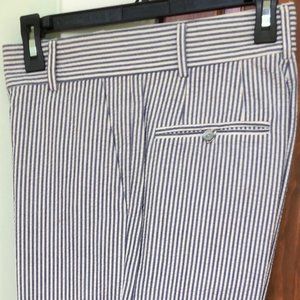 Men's white-blue striped cotton pants